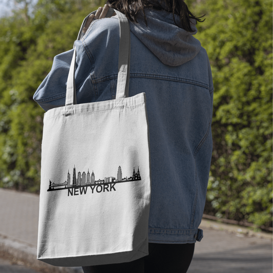 New York Skyline Tote Bag with City Name