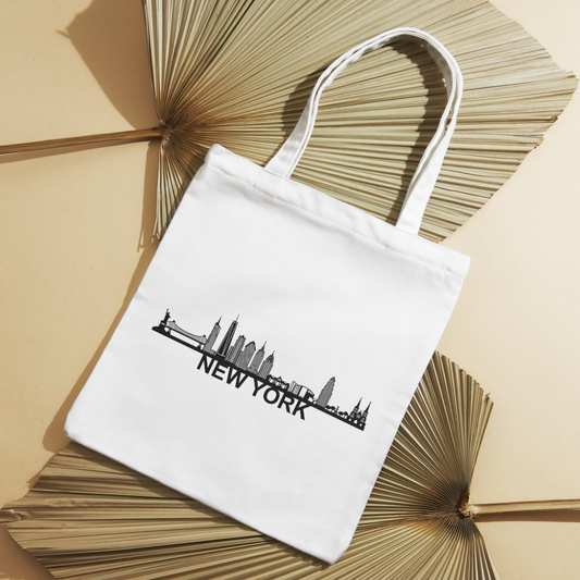 New York Skyline Tote Bag with City Name