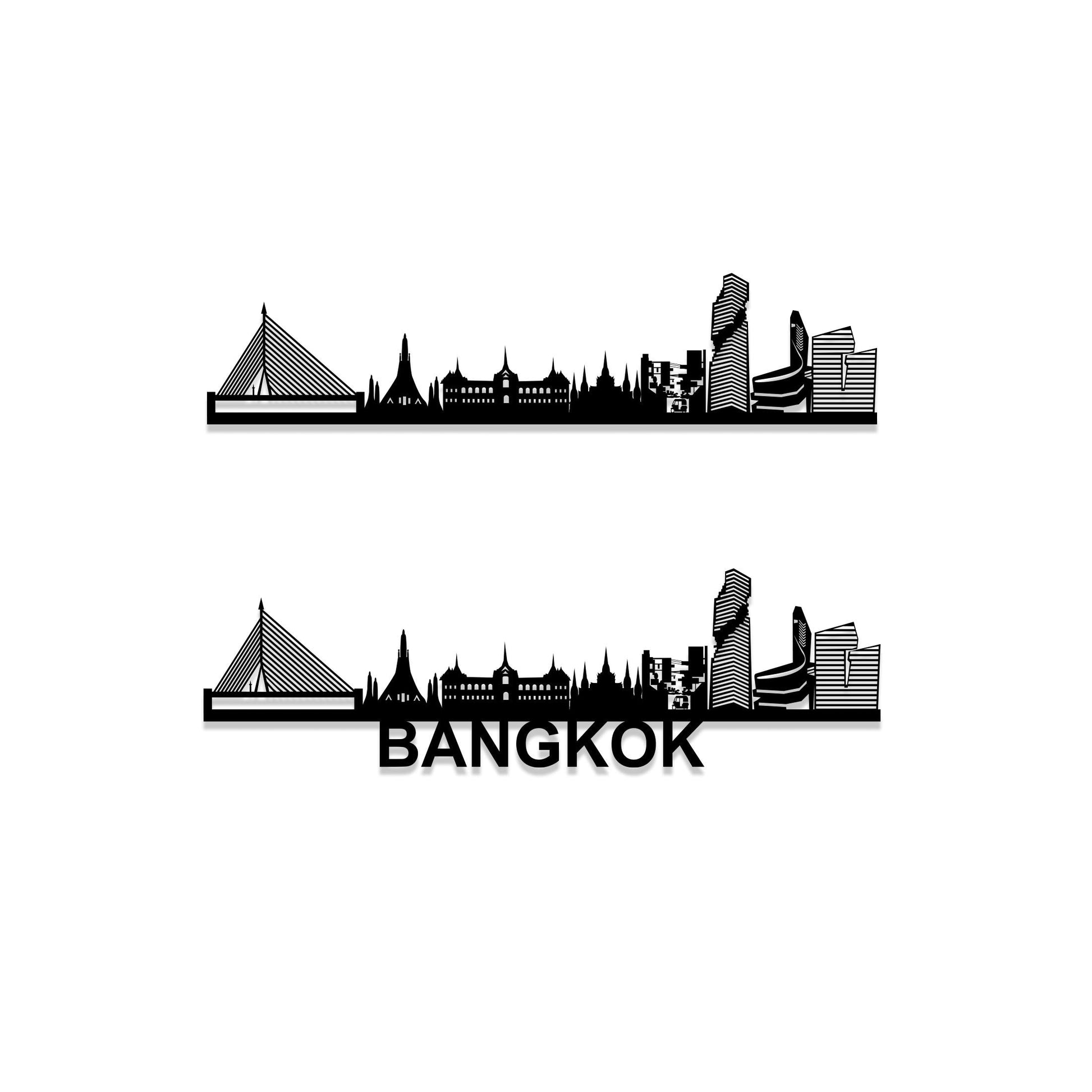 Bangkok Skyline Wood Wall Art