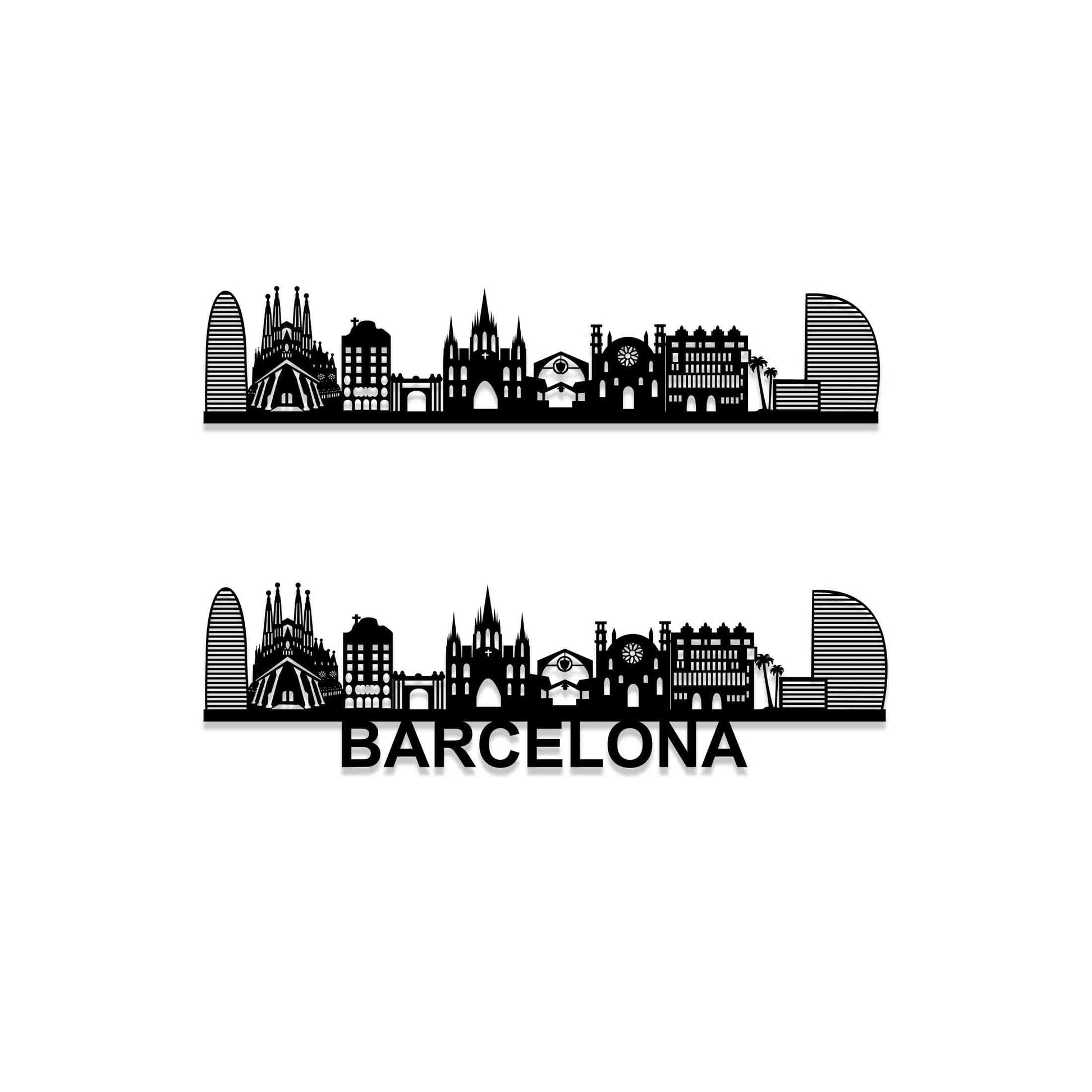 Barcelona Skyline Wood Wall Art