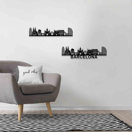 Barcelona Skyline Wood Wall Art - Barcelona Gift - Skyline Art - Wood Wall Art