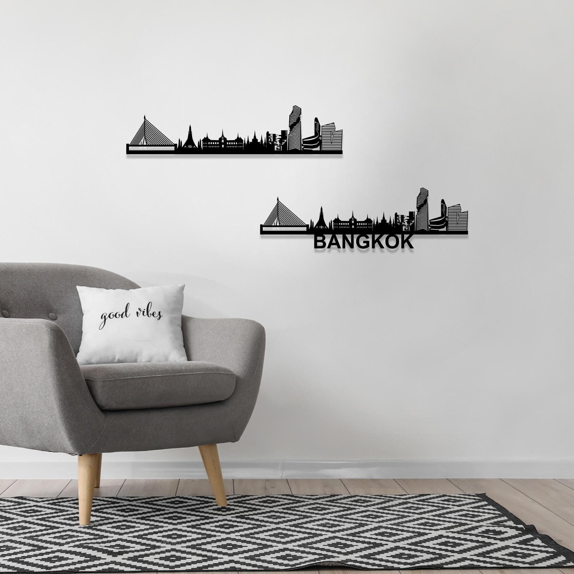 Bangkok Skyline Wood Wall Art