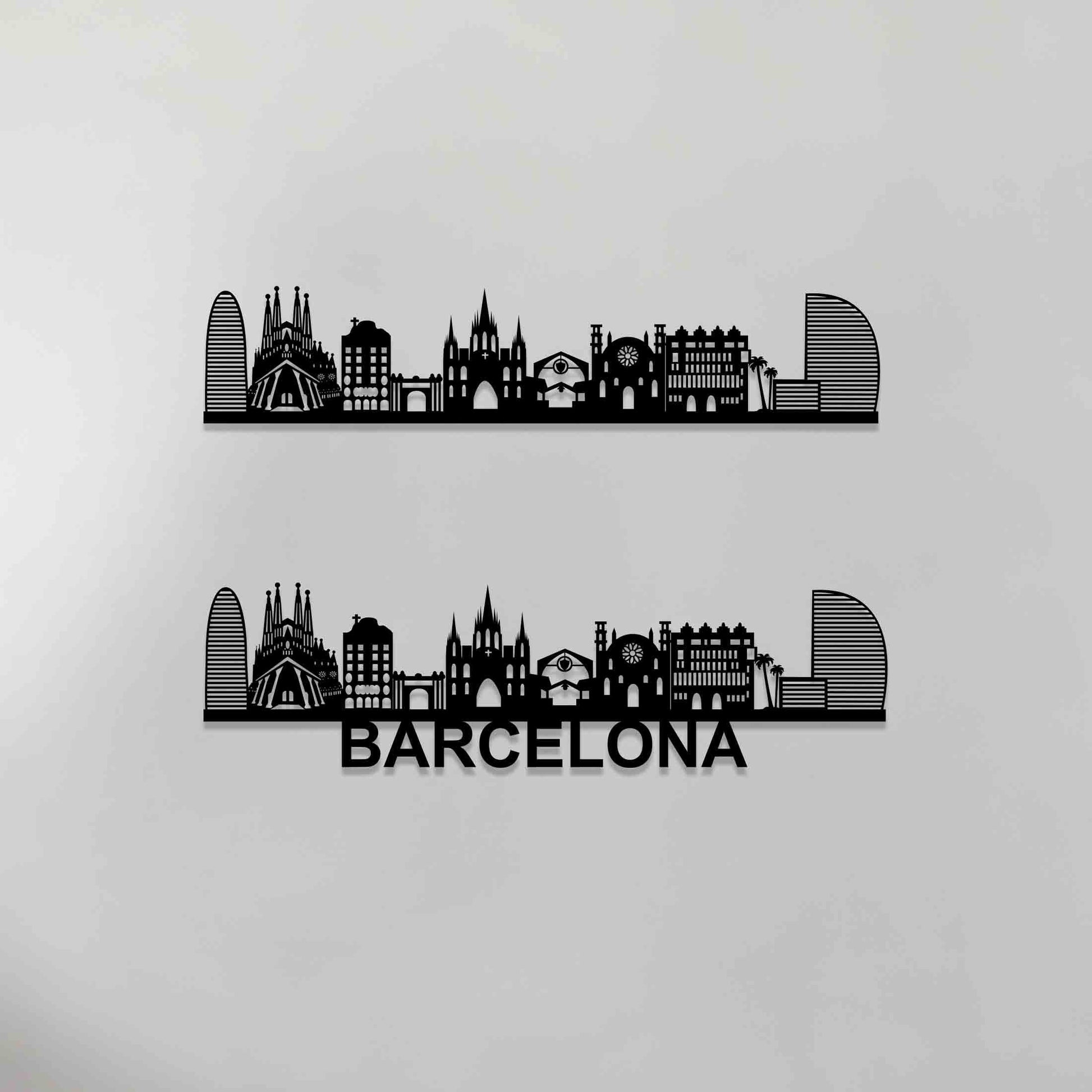 Barcelona Skyline Wood Wall Art